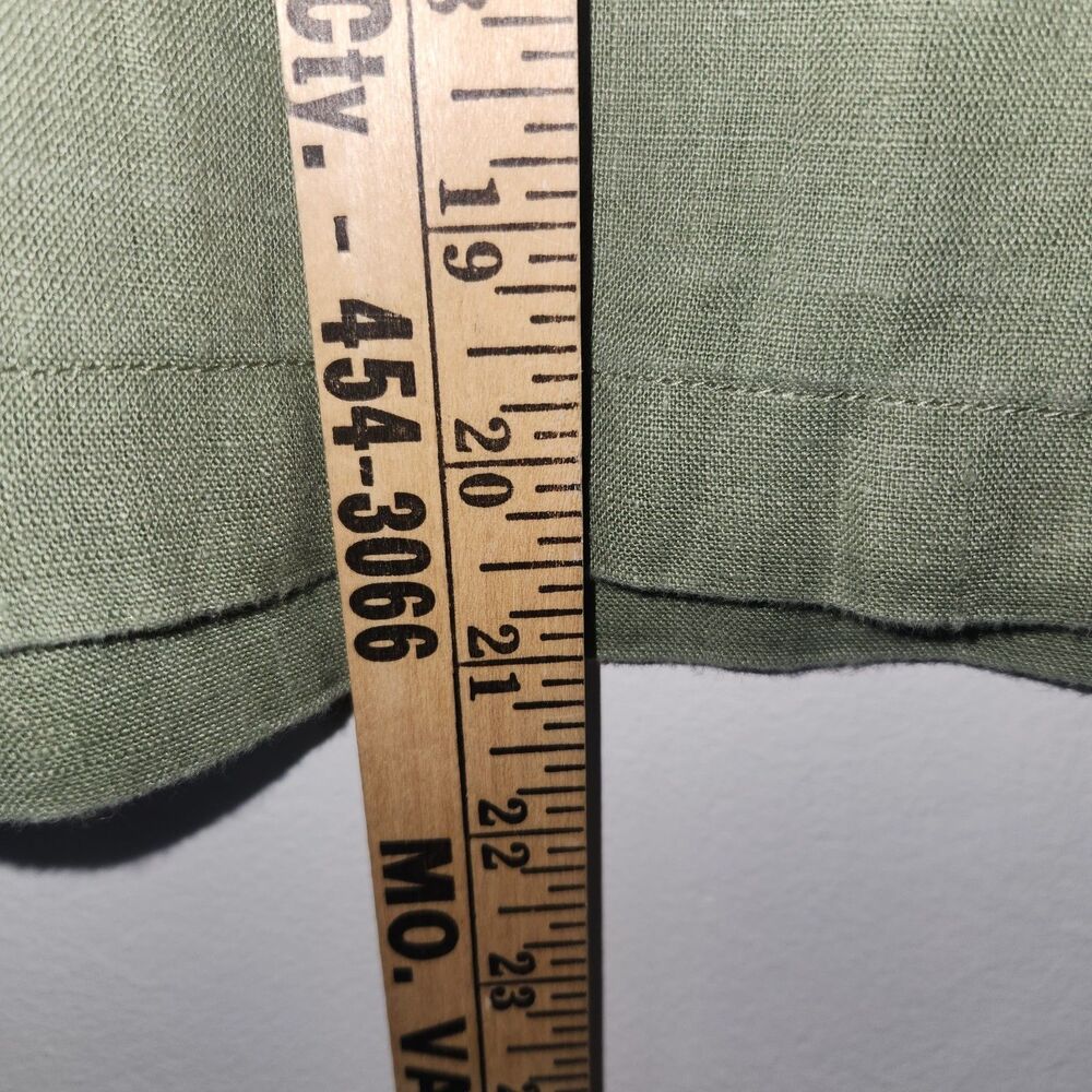 Rachel Zoe Top Shacket Green Linen Flax Lagenlook Pockets Medium - Picture 4 of 6